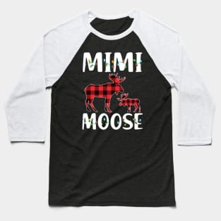 Red Plaid Mimi Moose Matching Family Pajama Christmas Gift Baseball T-Shirt